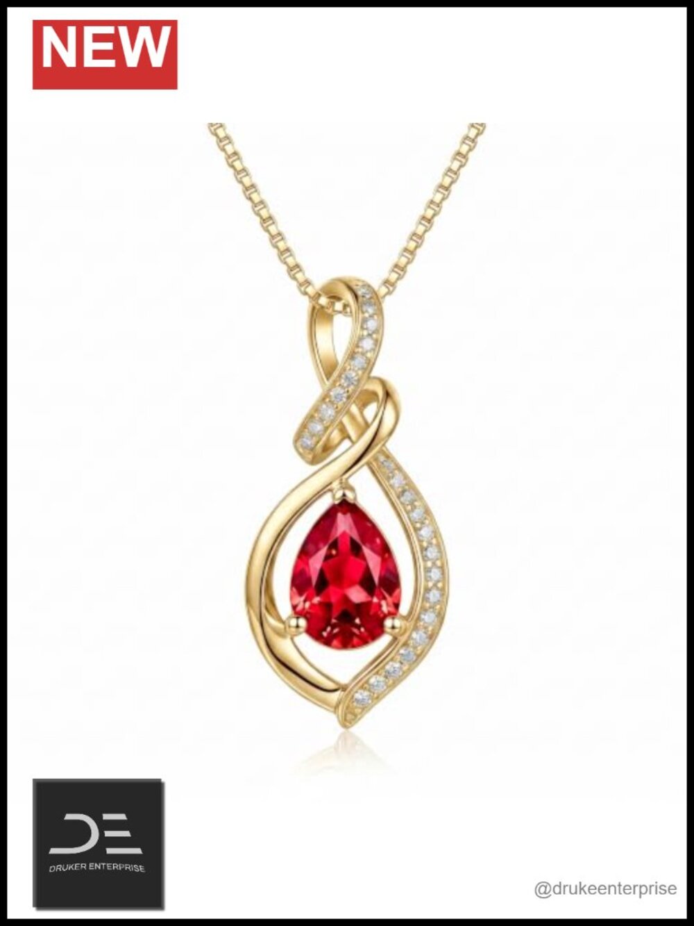 Infinity Birthstone Necklace 18K White Gold Plated Cubic Zirconia Pendant Gift